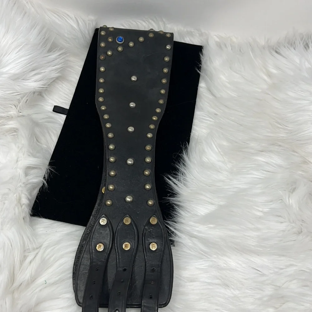 Vintage Ralph Lauren Kidney Leather Studded Corset Belt Women’s Small Black - Picture 10 of 15